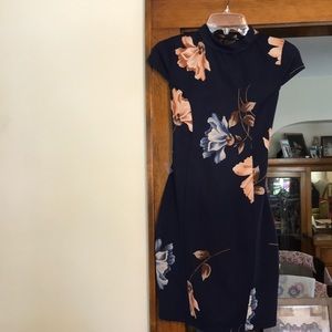 Navy Blue floral short tight dress